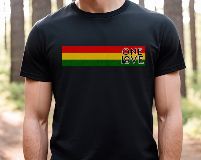 One Love Shirt, Rasta Tee, Marley Shirt, Unisex Reggae Music TShirt, Red Gold Green Flag, Irie Shirt, Rasta Flag Shirt, Good Vibes Gift