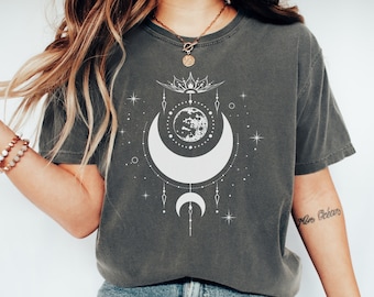 Comfort Colors Moon Phase Shirt: Boho Celestial T-Shirt