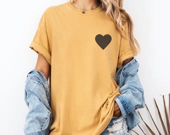Womens Heart T-shirt, Vintage Style Heart Shirt, Black Heart