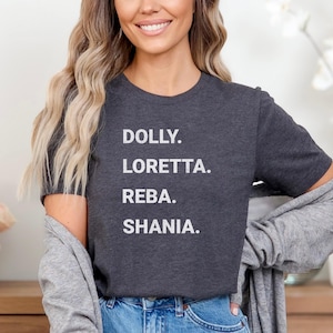 Country Musik Legenden T-Shirt: Dolly, Loretta, Reba, Shania