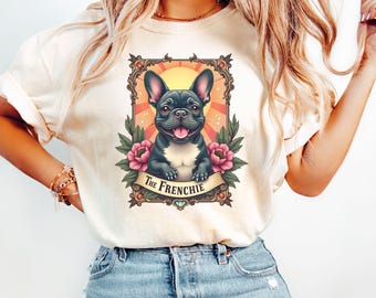 Comfort Colors Frenchie T-shirt: French Bulldog Tarot Card Tee