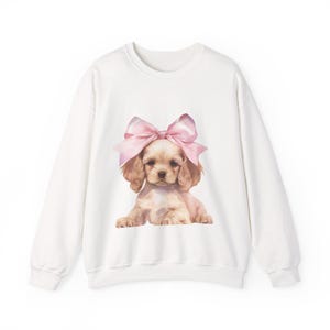 Sweater met schattige puppystrik | Cadeau voor hondenliefhebbers, gezellige vrijetijdskleding, kleding met huisdierthema, uniek dierensweater, verjaardags- en vakantiecadeau