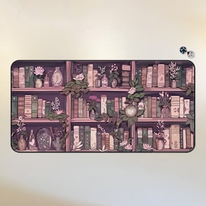 library MTG playmat cute anime desk mat Lorcana TCG playmat witchy aesthetic mousepad gift for book lover