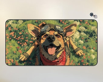dogmeat Fallout MTG playmat cute dog desk mat Lorcana TCG playmat anime dog aesthetic mousepad | commander zones 14x24