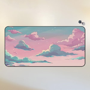 pink sunrise desk mat aesthetic anime mouse pad cute MTG playmat pink lorcana TCG play mat