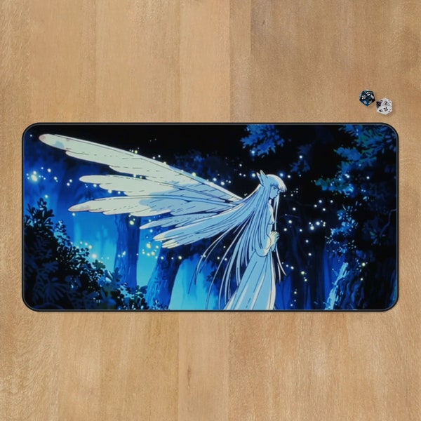 blue faerie MTG playmat anime angel desk mat lorcana TCG playmat blue fairy aesthetic desk pad