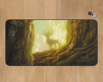 forest spirit desk mat princess mononoke anime aesthetic mouse pad ghibli MTG playmat lorcana TCG play mat