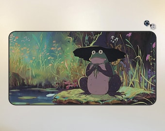 frog witch MTG playmat cute frog desk mat lorcana TCG playmat cottagecore aesthetic desk pad