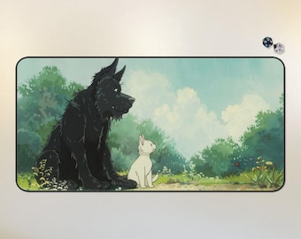 Rin & Seri MTG playmat cute cat dog desk mat Lorcana TCG playmat anime aesthetic mousepad