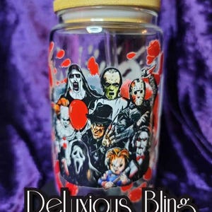 Halloween Scary Horror Character Glass Can Cup