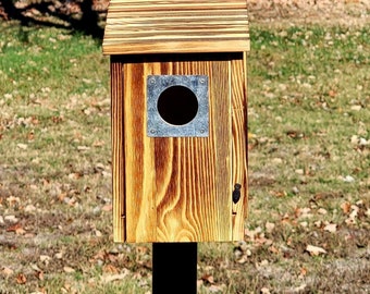 Wooden Nesting Boxes Sturdy Bird House Carbonized for Outdoor Bird Houses Bluebird Wren Swallow Finch Easy to Clean