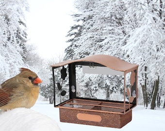 Afneembare raamvogelvoederbak met sterke zuignappen voor wilde vogels Metalen vogelvoederbak voor buiten op het raam gemonteerde voederbak Cadeau voor vogelliefhebbers