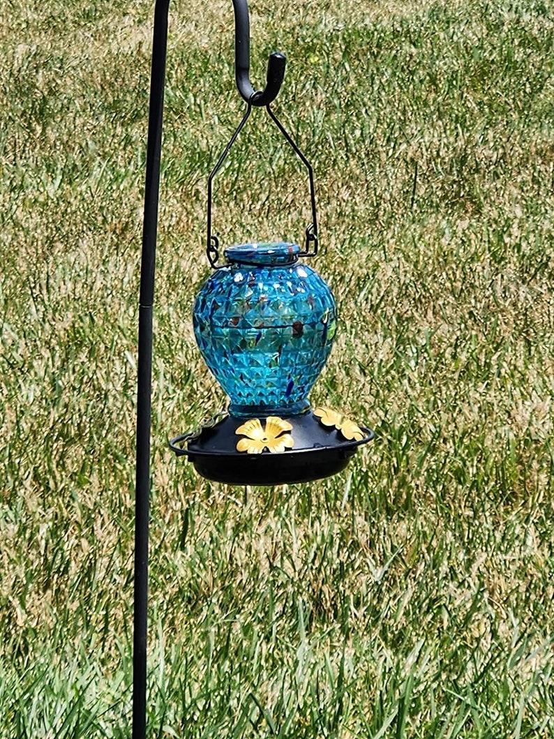 Vibrant Colors Glass Hummingbird Feeder Diamond Ball Shape Bottle Hummingbird Feeder Outdoor Attract Hummingbirds 18 Ounces image 1