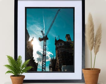 Framed Print - Constructing the Skyline - London - 16x12" Print in 16x20" Frame