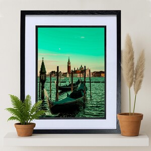 Framed Print - San Giorgio Bell Tower with the Lagoon - Venice - 16x12&quot; Print in 16x20&quot; Frame