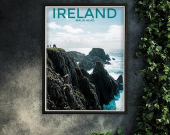 IRELAND TRAVEL POSTER - Malin Head Irelands Most Northern Point- Ireland - Ireland Poster - Framed Art - Read Description