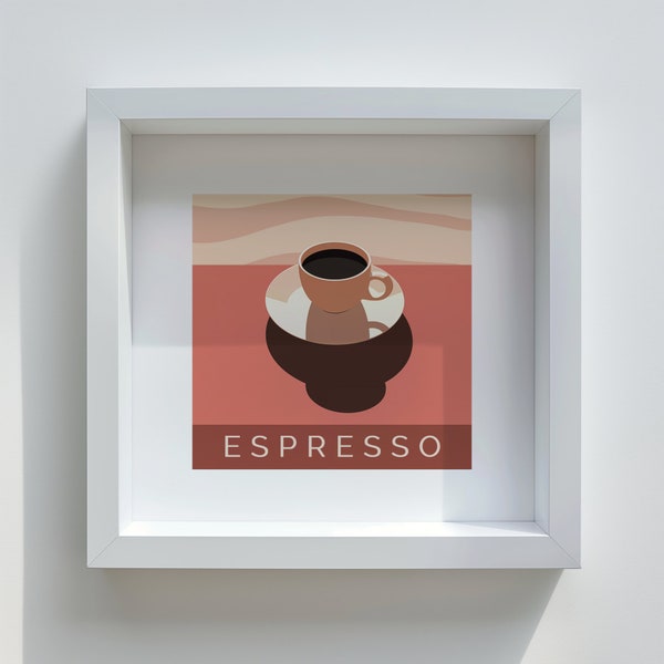 Espresso coffee poster print, kitchen decor, cafe wall art, printable painting, downloadable digital gift, morning vibes