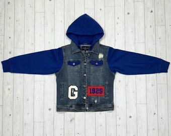 One-of-a-Kind Upcycled New York Giants NFL Denim Jacket – Small/Medium