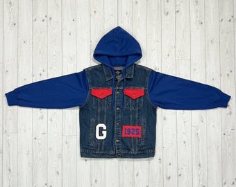 One-of-a-Kind Upcycled New York Giants NFL Denim Jacket – Large
