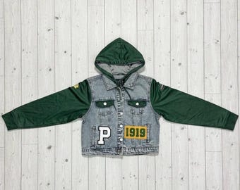 One-of-a-Kind Upcycled Green Bay Packers NFL Denim Jacket – Small