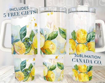 Lemon 40 Oz Tumbler Wrap, 40 Oz Wrap Summer Tumbler Wrap,Lemon Sublimation Design Digital Download PNG Instant DIGITAL ONLY Custom Wrap