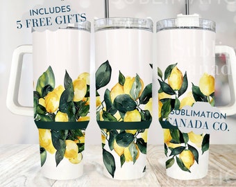 Lemon 40 Oz Tumbler Wrap, 40 Oz Wrap Summer Tumbler Wrap,Lemon Pattern Sublimation Design Digital Download PNG Instant DIGITAL ONLY Lemonade