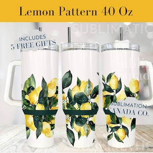 Lemon 40 Oz Tumbler Wrap, 40 Oz Wrap Summer Tumbler Wrap,Lemon Pattern Sublimation Design Digital Download PNG Instant DIGITAL ONLY Lemonade