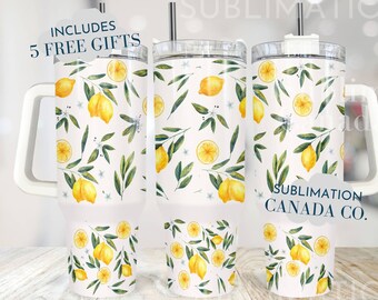 Lemon 40 Oz Tumbler Wrap, 40 Oz Wrap Summer Tumbler Wrap,Lemon Pattern Sublimation Design Digital Download PNG Instant DIGITAL ONLY Summer