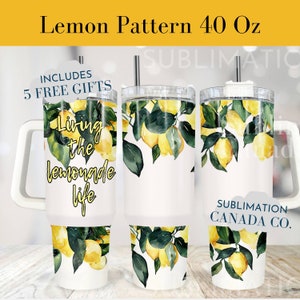 Lemon 40 Oz Tumbler Wrap, 40 Oz Wrap Summer Tumbler Wrap,Lemon Pattern Sublimation Design Digital Download PNG Instant DIGITAL ONLY Lemonade