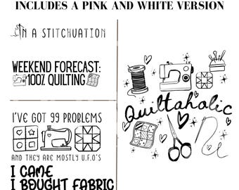 Funny Quilting Png Funny Quilt Block Clipart Bundle Quilters Png, Quilters Guild Svg, Doodle Quilting Quotes PNG Download ONLY Sublimation