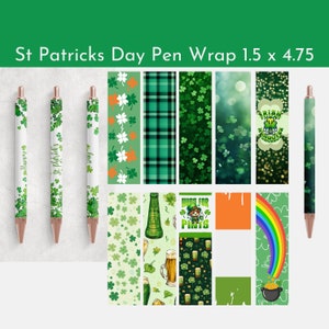 St Patrick's Day Pen Wraps Sublimación Descargar Png para St Patricks Day Pens Lucky Clover Wraps 1.5x4.75 St Patty's Day DISEÑO DESCARGAR SOLAMENTE