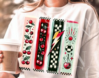 Retro Cherry Png, Cherry Svg,Lightning Cherry Clipart, Cherry Tshirt Sublimation, Cherry Shirts, Summer Retro Fruit Png Design Download Only