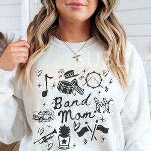 Band Mom PNG, Doodle Hand Drawn Marching Band Png, Band Mama SVG,Instant Digital Download Only,Doodle Art Drums Png, Trumpet Mom Design Png