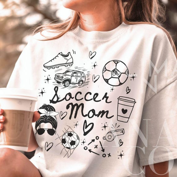 Soccer Mom PNG, Doodle Hand Drawn Soccer Png, Soccer Mama SVG,Instant Digital Download Only,Doodle Art Soccer Png, Soccer Moms Design