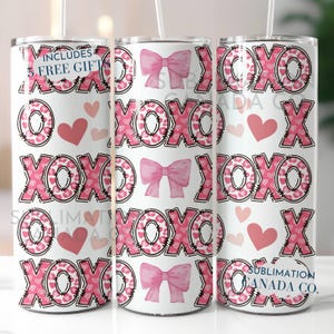 Papier d'emballage pour gobelet Saint Valentin PNG, Noeud de la Saint-Valentin Papier d'emballage pour verre de 20 oz, Papier d'emballage pour gobelet de 20 oz XOXO Coquette de 20 oz Sublimation pour la Saint-Valentin