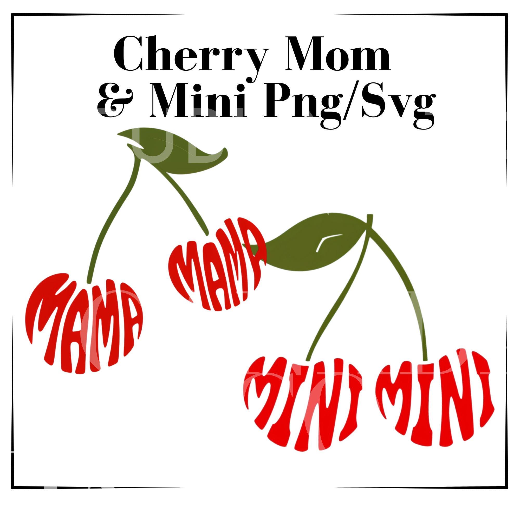 チェリーのママ Cherry Aesthetic Mama and Mini Png Mommy and Me Fruit Cherries Svg