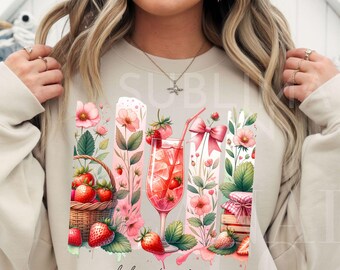 Strawberry Png,Strawberry Svg,Coquette Aesthetic Strawberry Clipart, Brushstroke Strawberry Shirt Sublimation,Summer Fruit Png Download Only