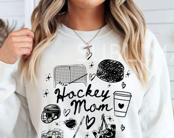 Mamá de hockey PNG, Hockey dibujado a mano PNG, Mamá de hockey SVG, Descarga digital instantánea, Hockey PNG, Diseño de mamás de hockey
