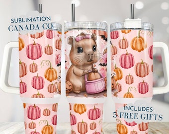 Halloween Capybara 40 Oz Tumbler Wrap, 40 Oz Wrap Coquette Halloween Sublimation Tumbler Download PNG Instant DIGITAL ONLY Cute Halloween