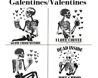 Valentines Skeleton SVG, Skeleton Affirmations Png,Galentines day Affirmations Sublimation Digital Download,Dead Inside Cupid Png Valentines