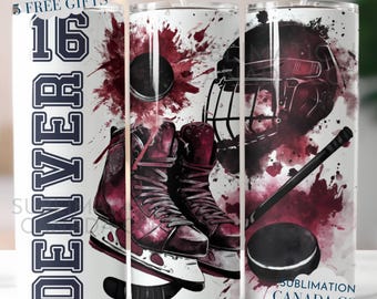 Hockey 20 Oz Tumbler Wrap for Personalizing ,Custom Hockey 20 Oz Wrap Hockey Sublimation Tumbler Design Download DIGITAL ONLY Sports  Wrap