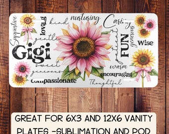 Matrícula Gigi Png, Matrículas Delanteras De Vanidad De Girasol Gigi Png Mini Matrícula Png Diseño De Sublimación De Placa Regalo Gigi Bicicleta Coche
