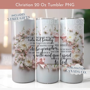 Christian Girls Tumbler Wrap Png 20 Oz Zachte en rustige geest Tumbler Wrap Digitaal ontwerp Alleen Bijbel Wrap Download Png 20 Oz Tumbler Wrap