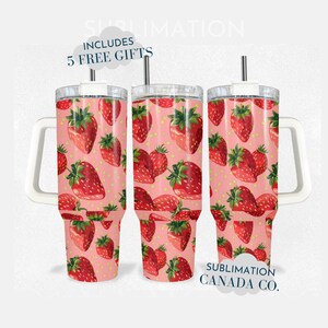 Strawberry 40 Oz Tumbler Wrap Bundle Spring Wraps Sublimation Digital Download Strawberry PNG Kawaii Coquette Skeleton Floral 40 Oz Wrap