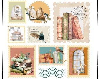 Book Lover Stamp Shirt Design Svg Clipart Trendy Book Shirts png Stamp Bookish Svg, Cute Stamp Design Download for Librarians, Book Lovers