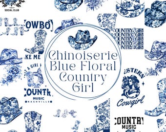 Chinoiserie Ästhetische Country Western Musik Clipart Stiefel Png Cowgirl Clipart Bundle Cowboyhut Png Country-Musik svg Design NUR Digital