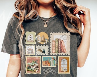 Book Lover Stamp Shirt Design Svg Clipart Trendy Book Shirts png Stamp Bookish Svg, Cute Stamp Design Download for Librarians, Book Lovers