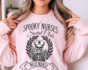 NICU Nurse Halloween Boo Crew Png, PEDS Nurse Halloween Coquette Social Club PNG, Nurse Design Spooky Nurse Neonatal Icu Squad Sublimation