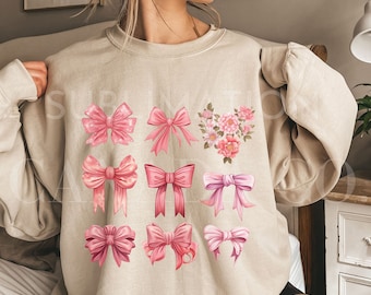 Coquette PNG, Coquette Bows SVG, Pretty Pink Bows Coquette Aesthetic, POD Designs, Coquette Downloadable Files, Coquette Clipart for Shirts