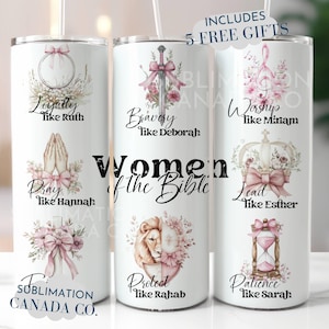 Women of the Bible 20 oz Tumbler Wrap Coquette Christian Affirmation 20 oz Tumbler Wrap Sublimation 20 Oz Wrap Faith Biblical Women Png Wrap